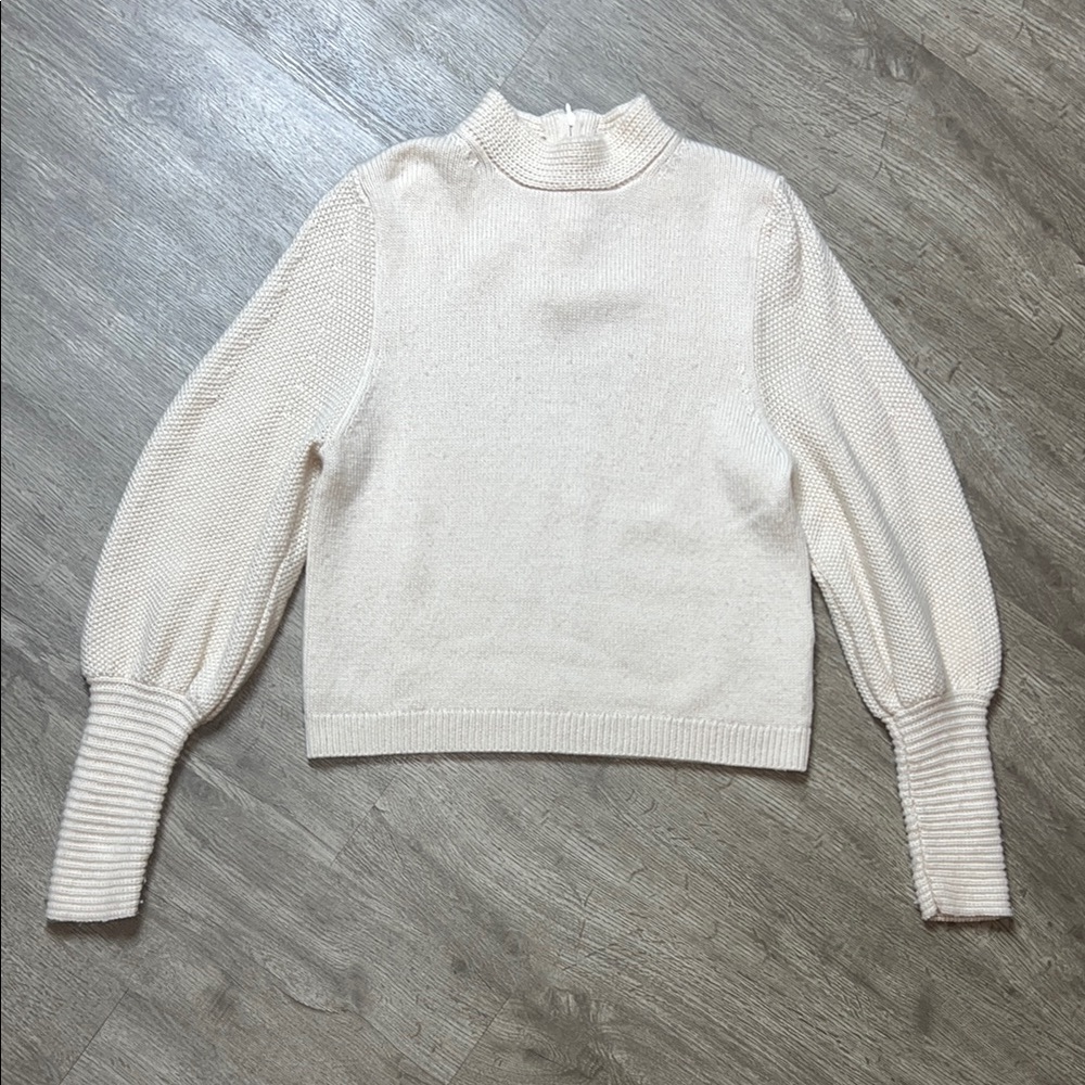 Ba&sh Lady Pullover Wool Cream Mock‎ Neck Sweater Cozy Neutral